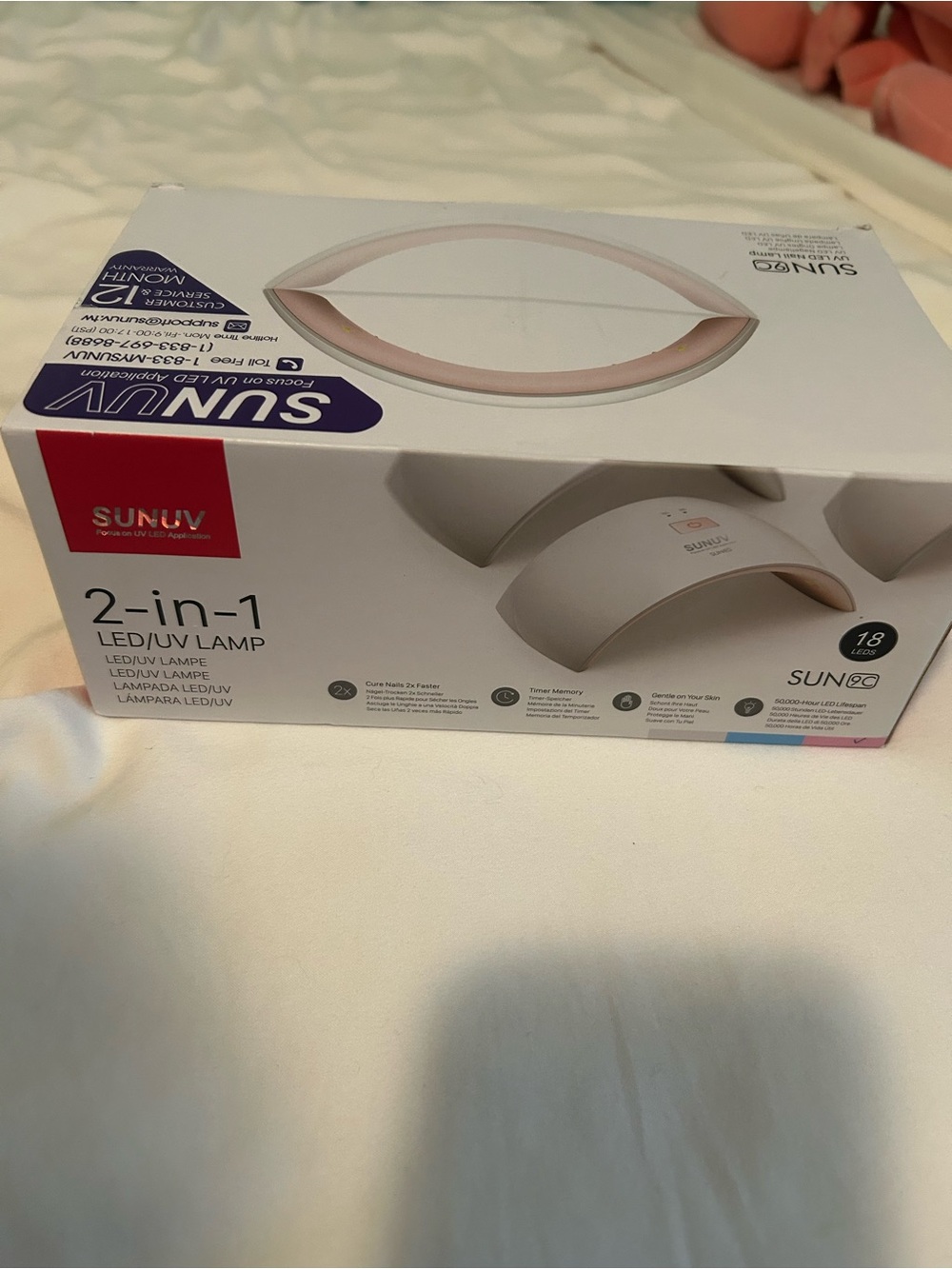 2-in-1 LED/UV Lamp in White and Rose Gold